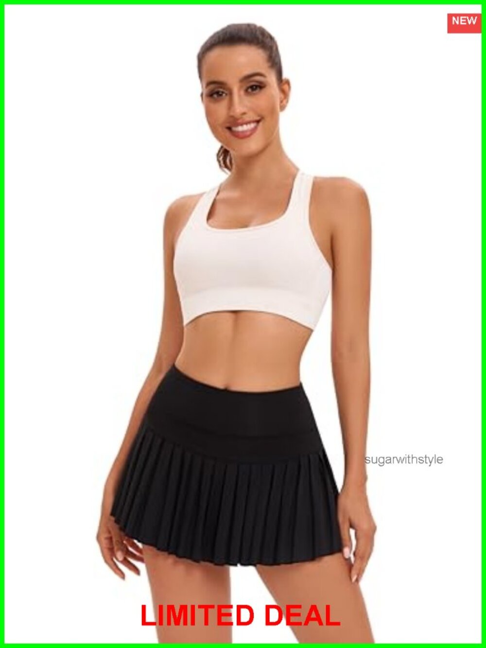Women's Pleated Tennis Skort with Pockets Built-in Shorts High Waisted - Picture 3 of 6